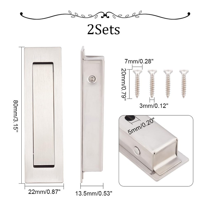 UNICRAFTALE Barn Door Handle Rectangle Sliding Door Handle 8cm 304