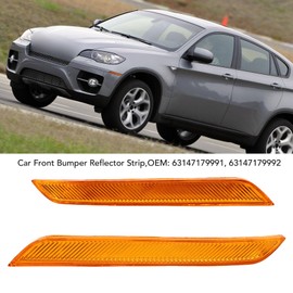 Generic Front Bumper Reflector Lights for X6 E71 E72 2007-2014 Car, 1 Pair 63147179991 63147179992 Front Side Marker Fender Bumper Replacement Reflector Amber Lens