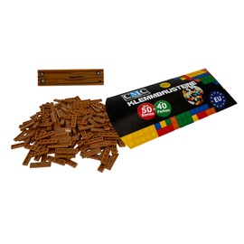 CMC imports 50 Clamping Blocks Wooden Tiles Building Blocks 1 x 4 Nubs with Wood Grain Compatible Printed Bricks (092 - Light Brown)