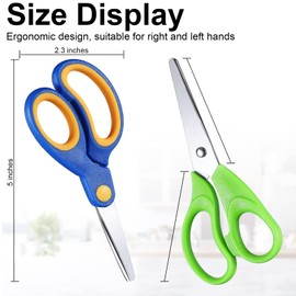 Reginary 48 Pcs Kids Scissors Bulk 5 Inch Student Scissors Children Blunt Tip Safety Scissors Multipurpose Rounded Tip Scissors for Office Home School Craft Supplies, Multicolor