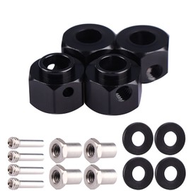 Acekeeps Aluminum Thicken 12mm Hex Wheel Hubs Adapters w/Spacers Upgrades Parts for 1/10 Traxxas TRX-4 TRX-6 RC Crawler (Black, 8mm)