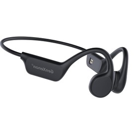 GenXenon Wireless Bone Conduction Headphones with Bluetooth 5.3, Open Ear Design, & IPX8 Waterproof Rating. Built-in Mic & 32G MP3 Player for Running, Swimming, and Workout Sessions. (Black-23)