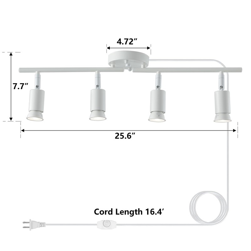 vivihobb 4 Light White Plug in Track Light White Plug