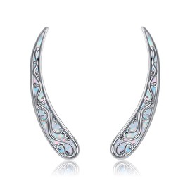 Filigree Ear Crawler Earrings Sterling Silver Filigree White Opal Ear Climbers Earrings Vintage Filigree Jewellery Gifts for Women
