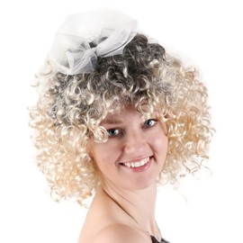 TSHAOUN 80's Wild Child Wig Fancy Dress Short Wigs Pop Party 80s Short Blonde Pixie Wigs 80s Pop Star Wig Women's 1980s Blonde Curly Diva Accessory Wild Child Celebrity Fancy Dress