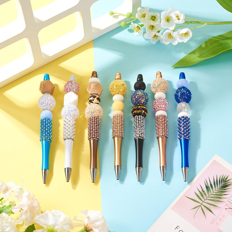 Beadthoven 10pcs Pearl Diamond Beadable Pens, Rhinestone & Crystal Bling