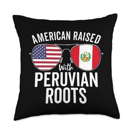 American Raised With Peruvian Roots USA Peru Flag Throw Pillow