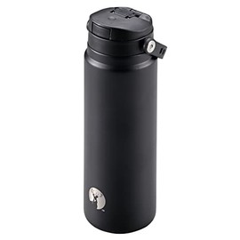 Captain Stag UE-3545 Sports Bottle, Direct Drinking, Double Stainless Steel Bottle, Vacuum Insulated, Hot and Cold Insulated, HD One-Touch Bottle, 20.3 fl oz (600 ml), Black, Product Size: Approx.