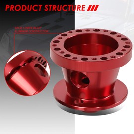 6-Bolt Pattern Steering Wheel Hub Adapter Boss Kit Compatible with Ford Mustang Ranger Thunderbird 84-06, Billet Aluminum, Red