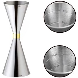 Measuring Cup Graduated Jigger Cup Cocktail Stainless Steel Measuring Cup Bar Supplies Tools Integrated Steel Measuring Cup Silver (30ml/45ml)