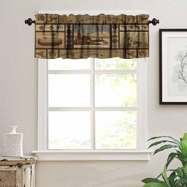 JanJCurt - Cenefa de ciervo de cabina rústica con paisaje natural, casa de lago, campo, retro, pesca, granja, estampado de bosque, cortina corta opaca para ventana, para recámara, sala de estar, café,