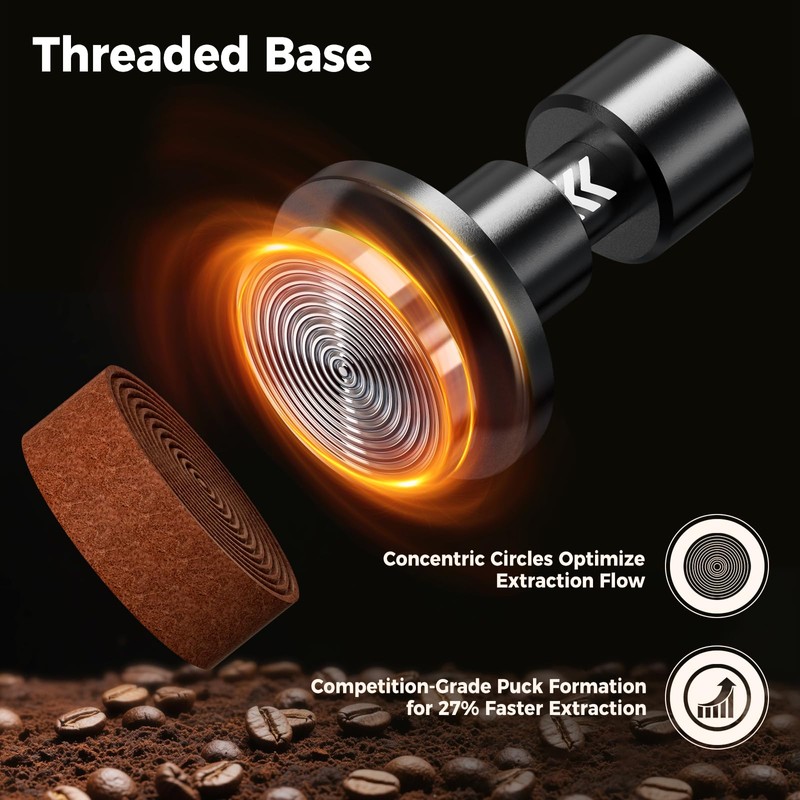 IKAPE 58.35MM V6 Impact Espresso Tamper with Sound Feedback, 15lb/30lb