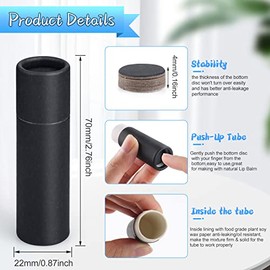 Furnido- 12 tubos de bálsamo labial de cartón de 0,3 oz, estilo push-up, tubo de lápiz labial de papel Kraft vacío, biodegradable