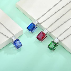 starchenie Necklaces for Women 925 Sterling Silver Pendant Sapphire Birthstone Cubic Zirconia Necklace Jewelry Gifts