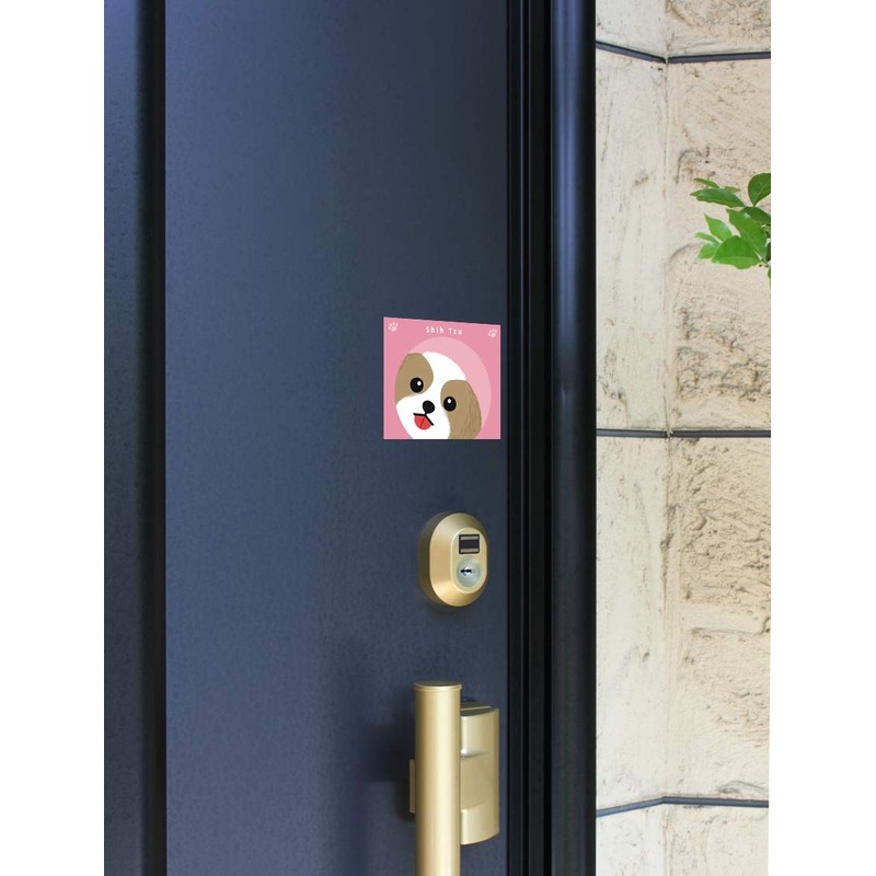 Stare Shih Tzu Gold & White Dog Sticker Pink Back