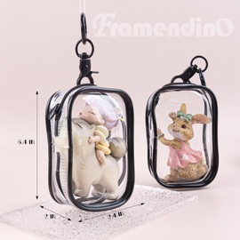 Framendino, 3 Pack Clear Figure Display Bag with Keychain Portable Small Blind Bags for Collectibles Black