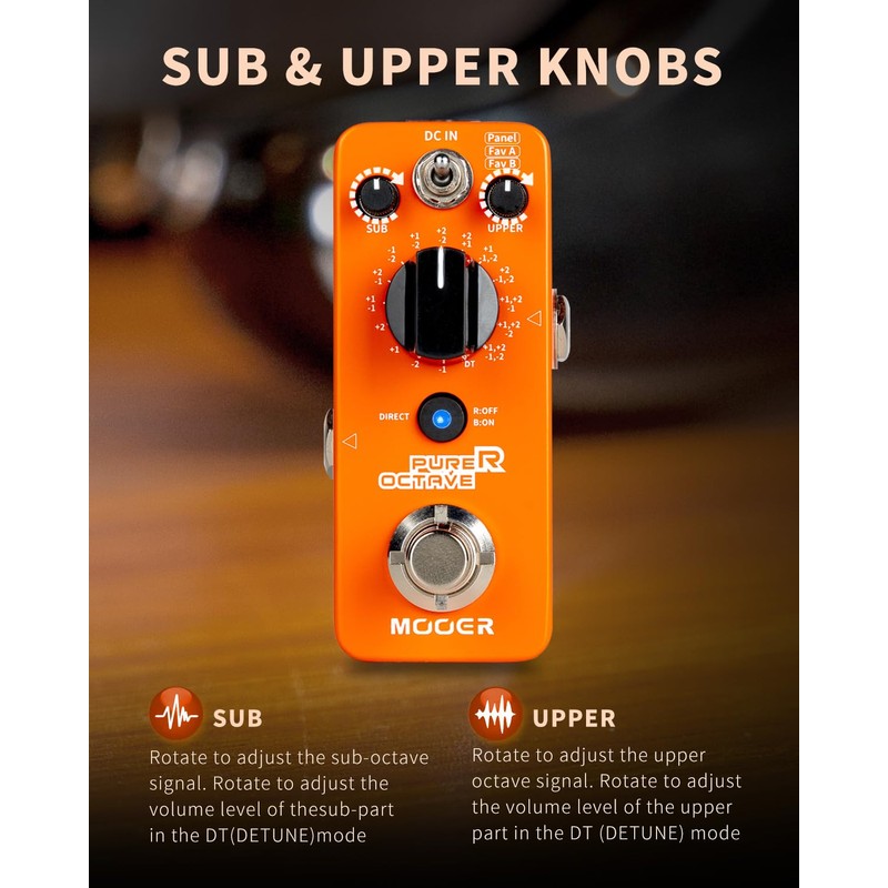 MOOER Purer Octave Guitar Pedal with 15 Octave Modes and