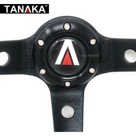 Tanaka Universal 6 Bolt 350mm Deep Dish PVC Carbon Fiber Steering Wheel BK/RD