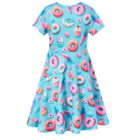 ALISISTER Girls Valentines Day Dress Size 8 Little Kids Short Sleeve Casual Loving Heart Dresses Themed Party Outfits Summer Twirly Sundress 9 Years Old