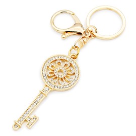 TTYY Keychain for Women Purse Charms for Handbags Beautiful Metal Rhinestone Pendant Eagle Bear Dancing girl Key and Shoe (Metal key)