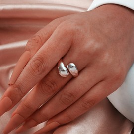 Gold Rings for Women Gold Rings Chunky Gold Ring Silver Rings for Women Adjustable Rings for Women Teardrop Ring For Women Open Ring Jewelry Gift