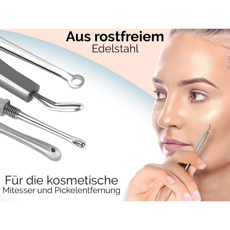 Comedone squeezer blackhead remover set made of stainless steel