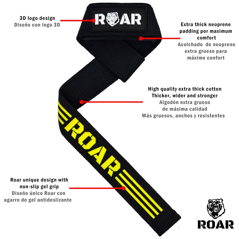 Roar® Professional Lifting Straps Strength Training, Lifting Straps for Bodybuilding