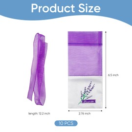 Pack of 10 Lavender Bags Empty for Filling, Lavender Gauze Bags Scented Bags Empty Purple Lavender Bags with Drawstring Dried Bags Lavender Bags Empty Bags for Wardrobe Car