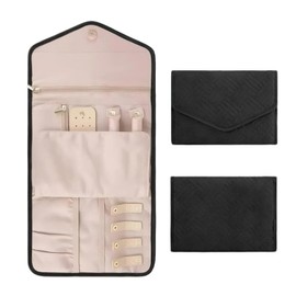 Travel Jewelry Roll Organizer, Jewellery Travel Pouch Durable Nylon Polyester Case for Secure Storage of Necklaces, Earrings, Rings, Compact Design, 8.6x6.0 Inches Closed, 17.3x8.6 Inches Open