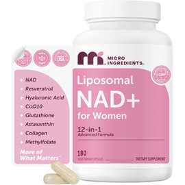 Women’s NAD+ Support Capsules – 180 Veggie Capsules, 12-in-1 Advanced Formula with Pathway, Resveratrol, Hyaluronic Acid, Glutathione & Collagen