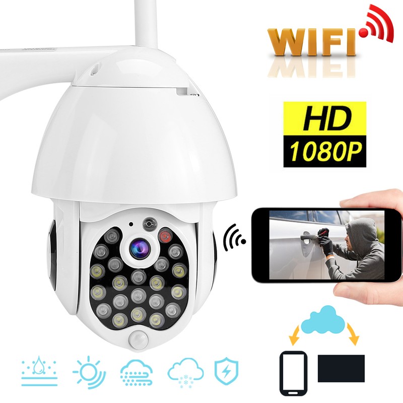 1080P Wireless Wifi PTZ Camera 21LED Smart Alarm Waterproof CCTV
