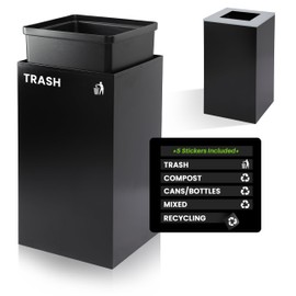 Alpine Square Lid Industries 29 Gallon Sturdy Steel Cube Recycling Container, Square Opening - 3 Color Cans Available Sold Separately (Lid Square Opening)
