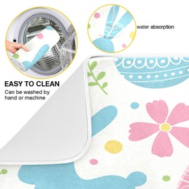 Qilmy Qilmy Easter Theme Dish Drying Mat for Kitchen Countertop, Absorbent Dry Mats for Dishes Draining Pad-16" x 18"