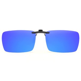 JM Rimless Rectangle Clip on Sunglasses Lightweight Polarized Eyeglasses Men Women (Mirror Blue)