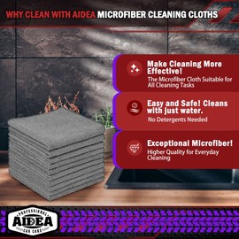 AIDEA Microfiber Cleaning Cloths Grey 10PK, Microfiber Towels for Cars, Premium All Purpose Car Cloth, Dusting Cloth Cleaning Rags, Absorbent Cloth for SUVs, House, Kitchen, Window, 12"×12"