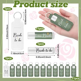 Dansib 24 Pack Bachelorette Party Favor Lip Balm Set Team Bride Lip balm with Lipstick Holder Keychain Bride to be Lip balm Bridal Shower Proposal Gifts for Wedding Party Favors(White, Sage Green)