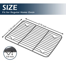 TeamFar Small Cooling Rack (Set of 2), 8.75’’ x 6.25’’ Coated Stainless Steel Wire Rack Baking Racks for Cooking Grilling Cooling, with Non-stick Coating, Oven safe & Easy Clean, Healthy & Durable