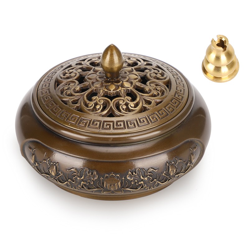 3.5in Vintage Lotus Censer Sandalwood Incense Holder Desktop Ornaments with