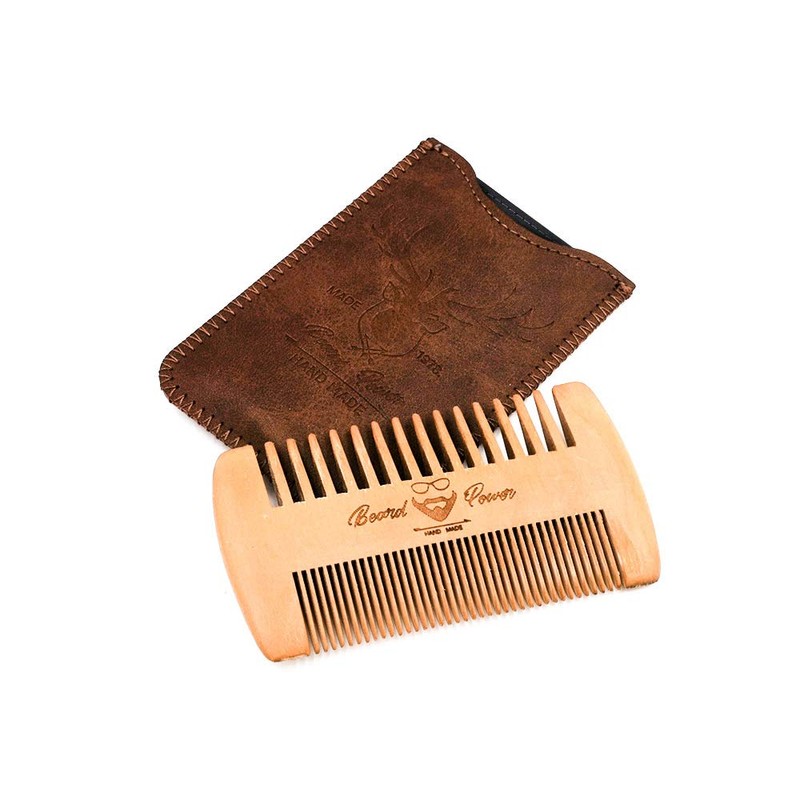 Menesia Wooden Beard Comb & Durable Case for Men Beard,
