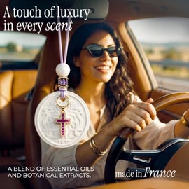 Luxury Refillable Car Air Freshener Diffuser, Rose Scent Essential Oil Vent Clip and Hanging Decor for Auto Interior Fragrance