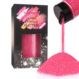 Holographic Glitter Powder for Tumblers Resin Crafts Slime, Cosmetic Glitter for Nail Body Eye, Extra Fine Glitter for Painting Festival Decoration (Punch Pink)