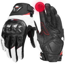 KEMIMOTO Sheepskin Leather Motorcycle Gloves for Men, Motorcycle Gloves for Motorcross Motorbike Dirt Bike Bicycle Racing ATV UTV