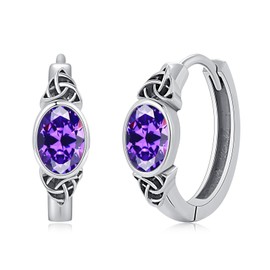 OHAYOO Celtic Earrings 925 Sterling Silver Birthstone Hoop Earrings for Women Girls, Sterling Silver