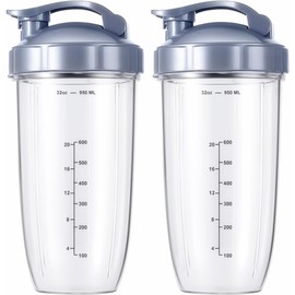 2X 32oz Cups with Flip-Top to-Go-Lid Replacement for NutriBullet 600w/900w Blender G_APOK