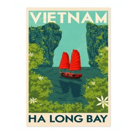 Animato Ha Long Bay, Vietnam Vintage Travel Poster, Retro Tourism Print, Popular Attractions Around The World, Postcard Home Decor, Archival Matte, A3 (Print Only) - 42x29.7cm
