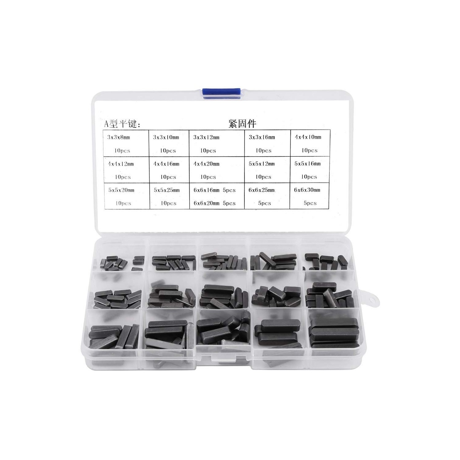 Key Stock Keystock Assortment, 140Pcs Carbon Steel Round Ended Key ...