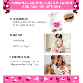 DolliBu Happy Mother's Day Super Soft Plush White Llama Figure - Cute Stuffed Animal with Pink Heart Message for Best Mommy, Grandma, Wife, Daughter - 9" Inches