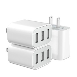 USB Charger Block, Wall Plug in USB Charging Blocks, Fast Charging Multiport Wall Charger Power Adapter for USB C Charger for Mobile Phone 16/15 / 14/13/12/11/10 Pro and More【3 Pack 3-Port Charger 】