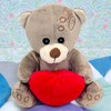 MIJOMA Plush Bear with Heart, Cuddly Bear in Light Brown