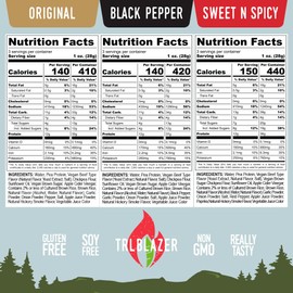 TrlBlazer Plant Powered Vegan Jerky – High Protein, All Natural, Vegan Meat Snack – 12g Plant-Based Protein – Soy-Free, Gluten Free, Non-GMO – 3 Pack – 3 oz Bags (9 Ounce, Variety Pack)